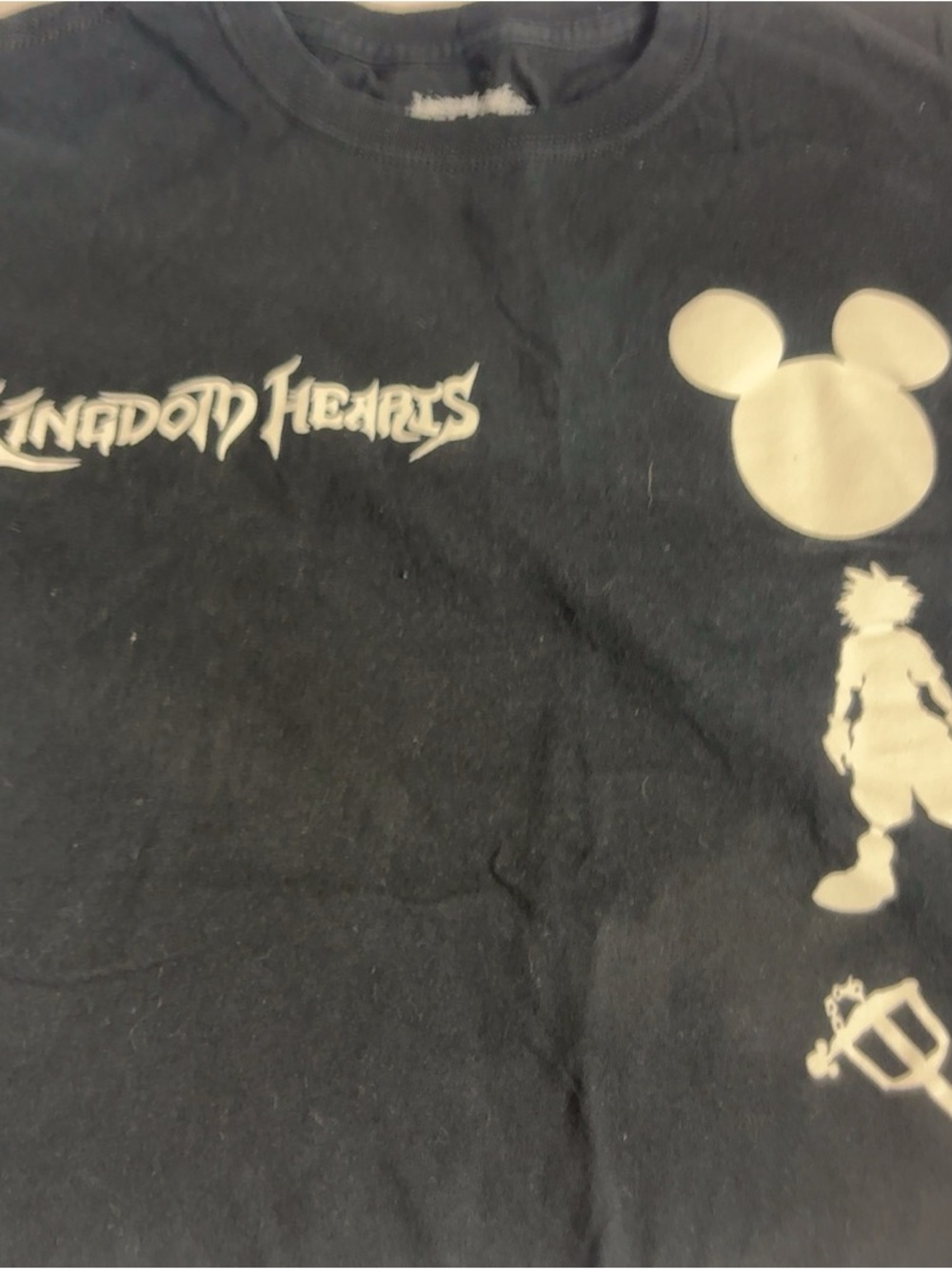 Disney Black Kingdom Hearts Graphic Tee with White Icons - Picture 2 of 4